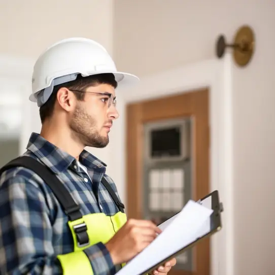 Clean Energy Tax Credit: HVAC Efficiency Guide | H2C 2 A professional energy auditor reviewing a home's energy efficiency with a clipboard.