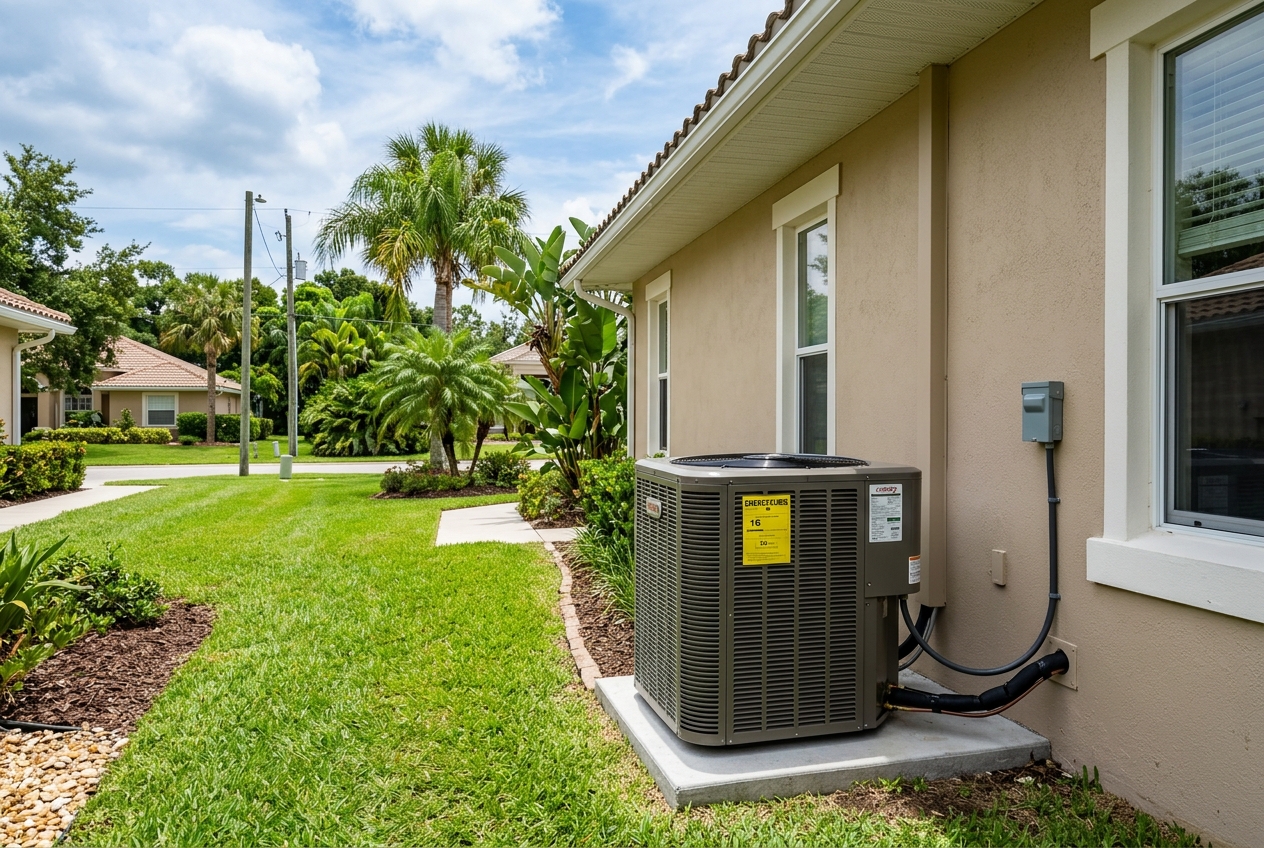 Tampa AC Installation Cost Guide 2026: What You'll Actually Pay 4 Newly installed high-efficiency air conditioning system at Tampa home showing modern outdoor condenser unit