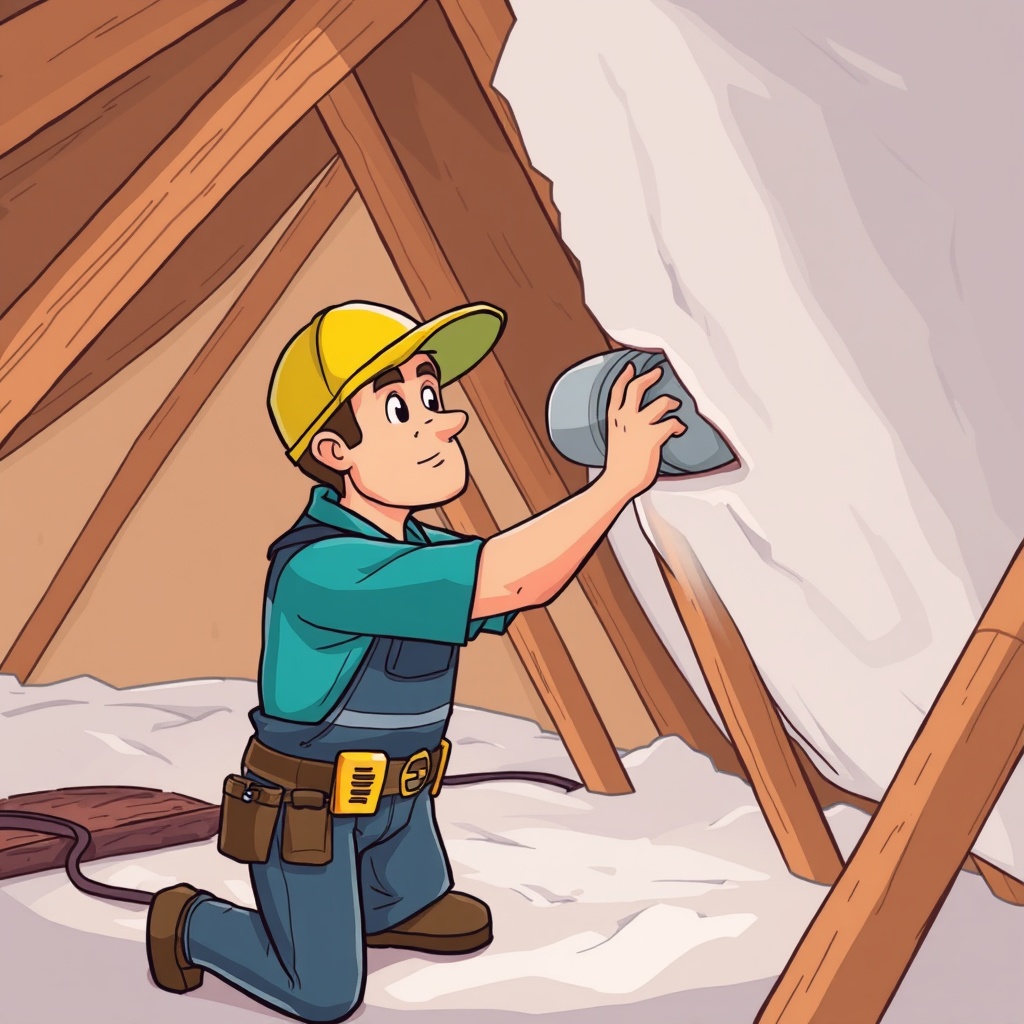 Apollo Beach HVAC: AC & Heating Repair Services 6 A worker secures insulation around air ducts in an attic space