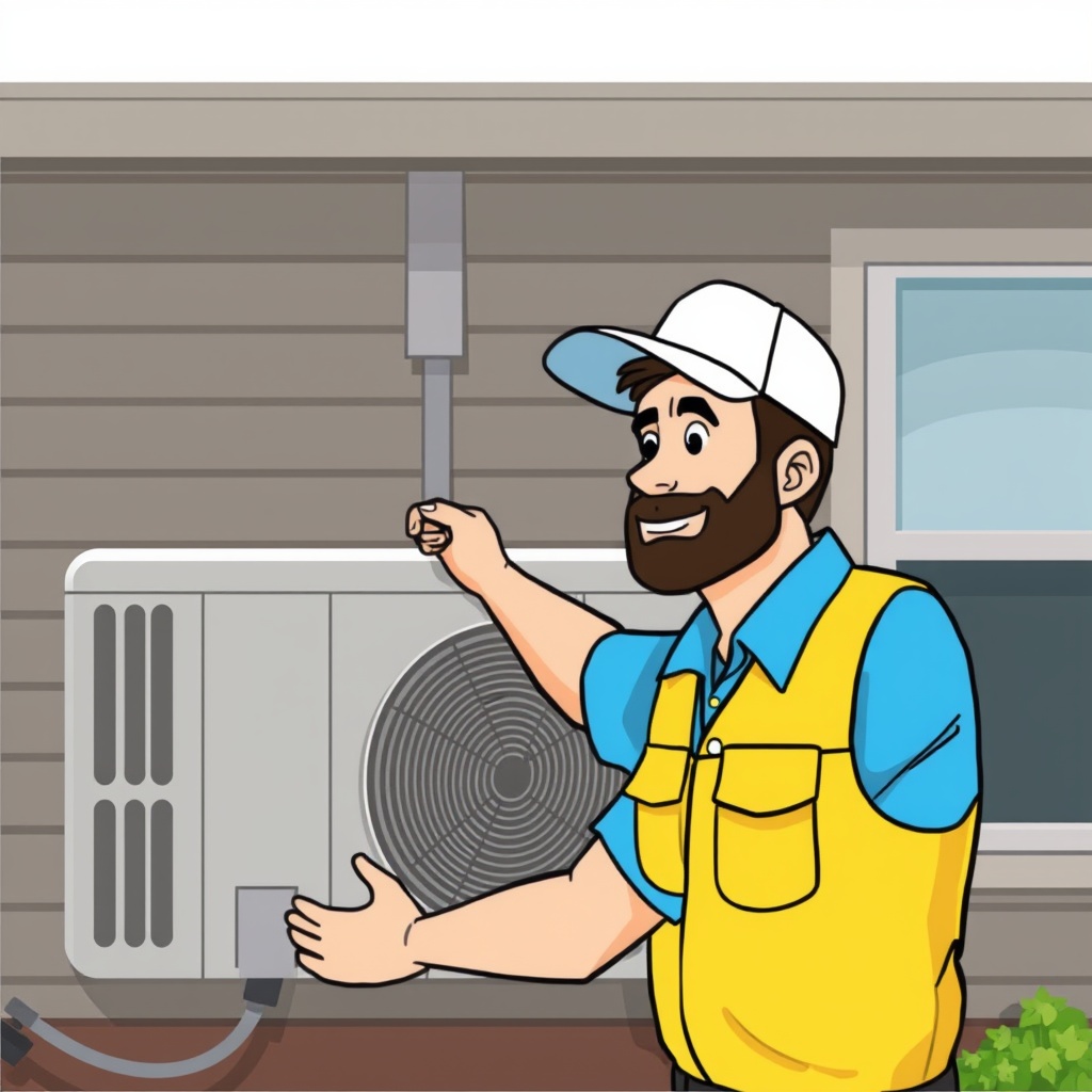 Apollo Beach HVAC: AC & Heating Repair Services 3 A technician in a work shirt installs an outdoor air conditioning unit beside a house.