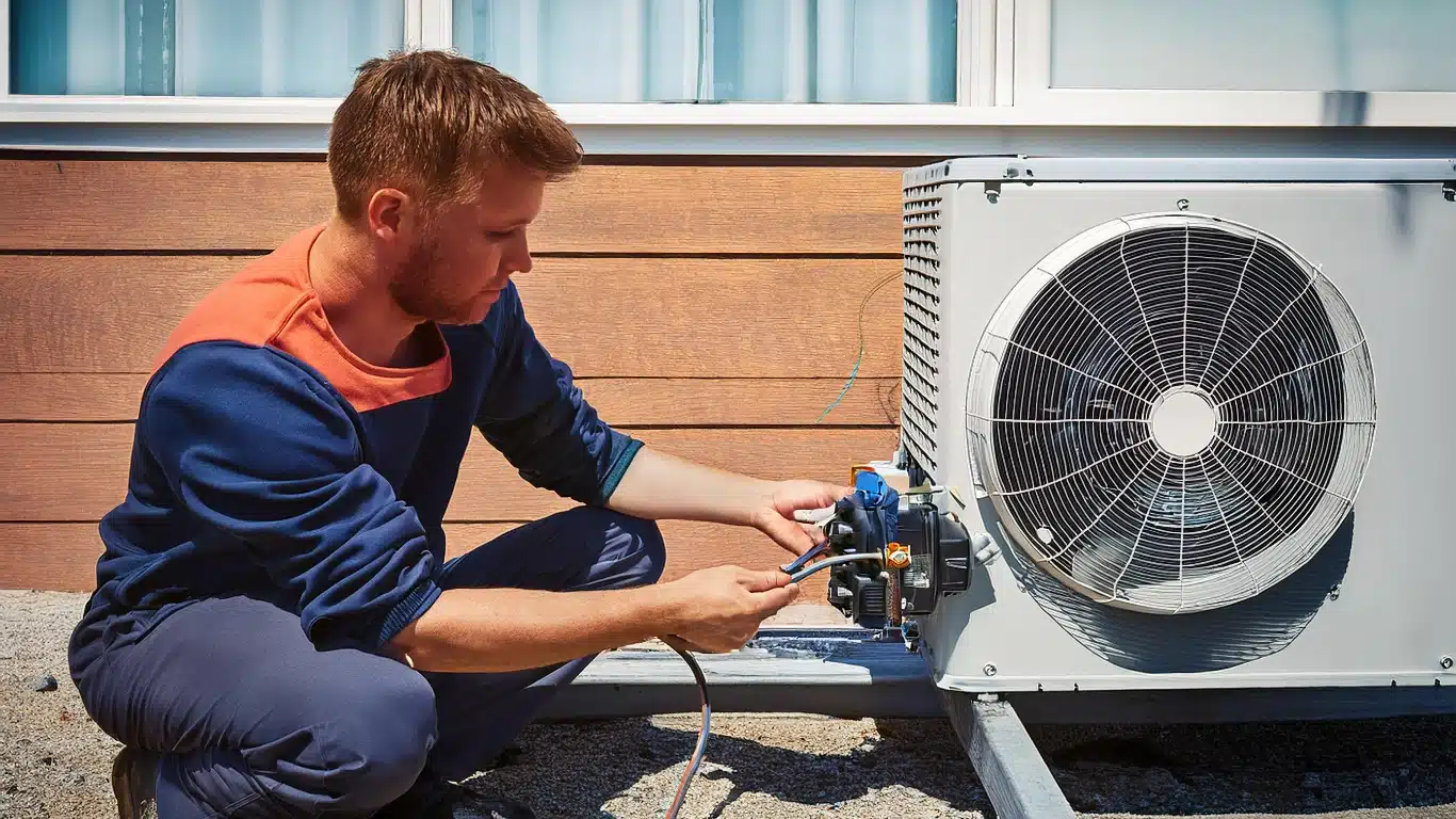 a man working on a HVAC machine
